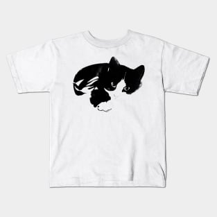 black and white cat Kids T-Shirt